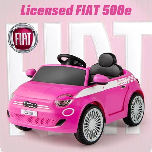 Image of OLAKIDS Push Car for Toddlers, 3 in 1 Licensed Fiat 500e Baby Sliding Walking with Parent Control Handle Adjustable Canopy Footrest, Kids Ride on Toys with Horn for Boys Girls (Pink)