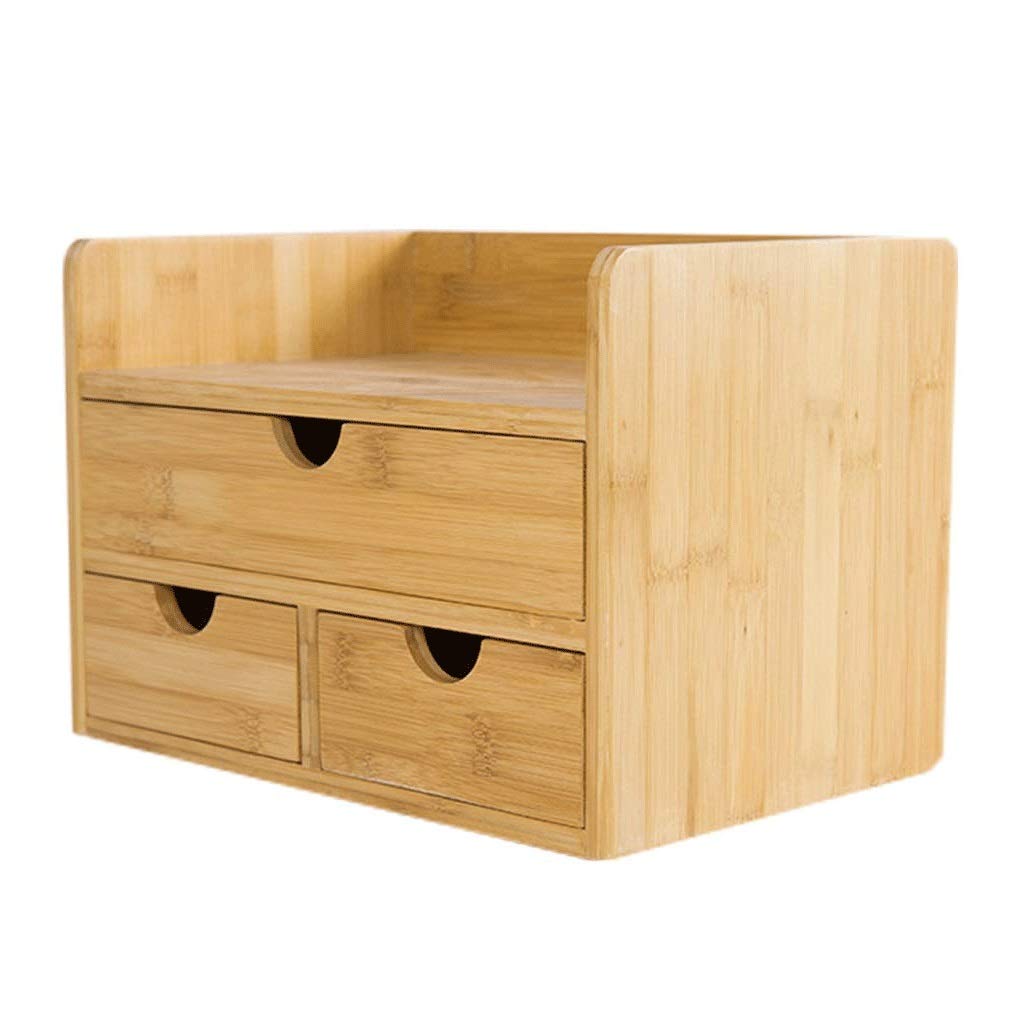 Aufbewahrung Ordner/Schnellhefter/Organisator/ 3-Tier Bamboo Regal Organizer for Schreibtisch mit Schubladen Schreibtisch Bücherregal Minischreibtisch Speicher for Schreibtisch Vanity Tabletop in Haus