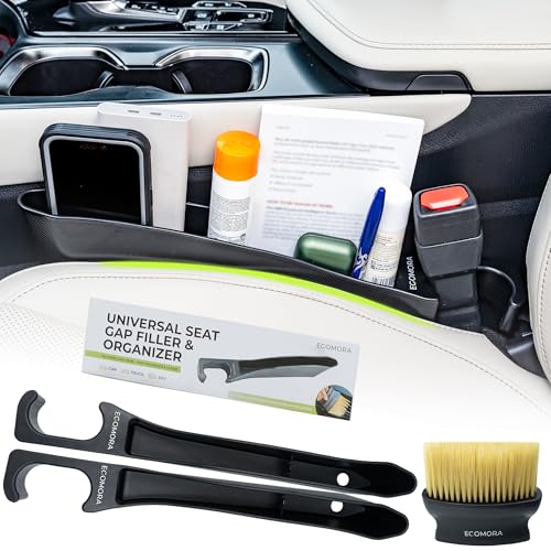 Car Seat Gap Filler organizer with Bonus interior Cleaning Brush- Universal in Between Seat Catcher for Cars,Trucks,SUV- Car Seat Gap Plug storage slot- Custom Seat Gapster- Car Seat Gap Filler Strip