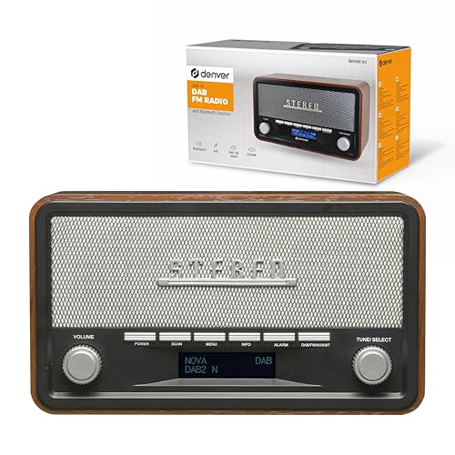 Denver DAB-18 - Radio Analógica y Digital, Dab+,FM. Altavoces 4 W. Pantalla LCD. Negro, Madera