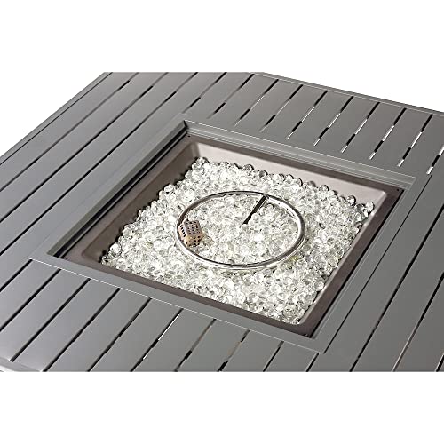 Image of Square 42 in. x 42 in. Aluminum Propane Fire Pit Table with Glass Beads, Two Covers, Lid, 57,000 BTUs in Grey Finish