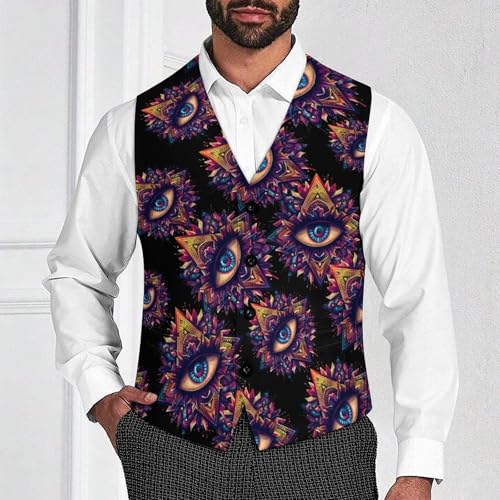 Third Eyeball Goth Eye Spiritual Men's Suit Vests Business Formal Dress V-Neck Waistcoat Tops with 2 Pockets2