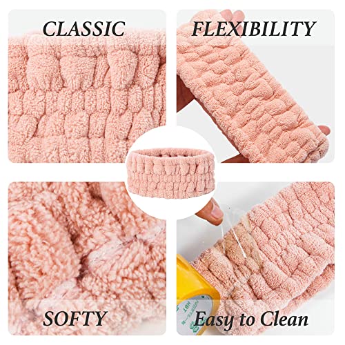 2 Pcs Spa Headband For Washing Face Wash Headband Makeup Headband For Washing Face Skincare Headbands For Women Hair Band For Washing Face Facial Headband And Spa Wrap Towel Headbands (White , Pink) #TOP2