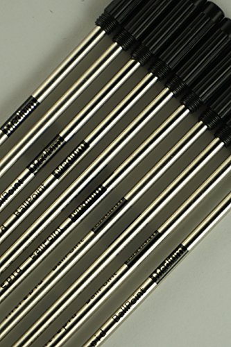 Image of 10 Genuine and Branded Intrepid Medium Ballpoint Refills for Cross Ballpoint Pens. Protective Seal on tip for Shelf Life Longevity (Bulk Pack) (Black)