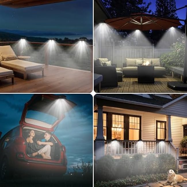 Tryme Small Solar Lights for Chain Link Fence Outdoor Motion Sensor Clip on Solar Lights for Garden Gate Deck Step Patio Camping 4 Pack