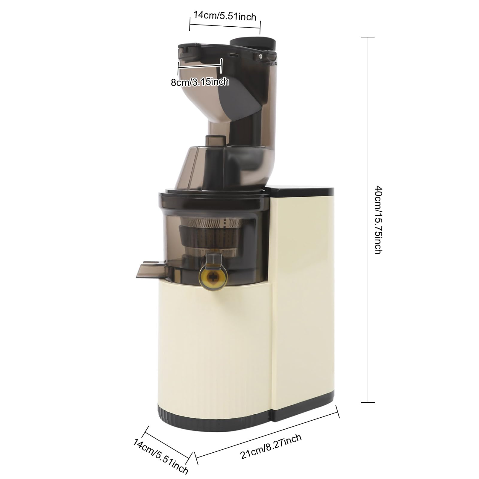 Slow Juicer Entsafter 800W mit 80mm Einfüllschacht für Obst und Gemüse | 98,5% Saftausbeute und 500ml Behälter, leistungsstarke Saftpresse für nährstoffreiche Säfte
