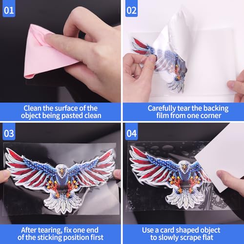 Image of USA American Bald Eagle Flag Vinyl Sticker Decal - 7.48x4.53in, Waterproof, Fade-Resistant, for Cars Trucks Bumper Window, Patriotic