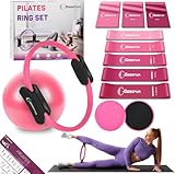 Rosaliia Pilates-Ring-Set mit Pilates-Ball, Hüftband, Widerstandsband in Form Einer 8, Yoga-Stretchgurt – Fitnessgerät für das Heim-Gym, inklusive Fitness-Poster