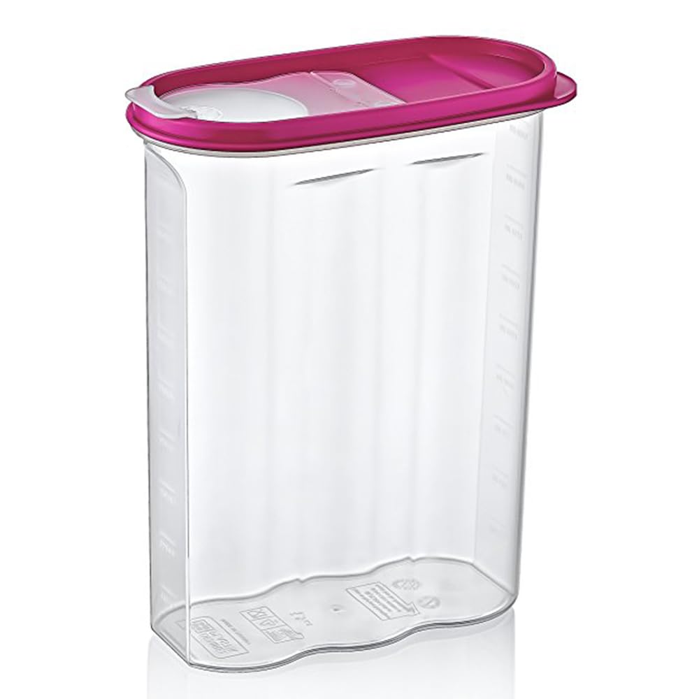 Concept4u Assorted Cereal Dry Food Container with White Lid 2.4Liter Elegant Plastic Airtight Kitchen Storage Dispenser Ideal for Home, Kitchen, Pet Food, Cereals, Pantry Organisation