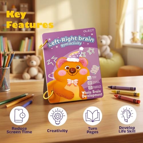 Image of Qlect Brain Development Activity Book for Kids | Left Right Brain Exercise Writing Board | Reusable Learning Kit with Markers | Montessori Educational Toy for Toddlers