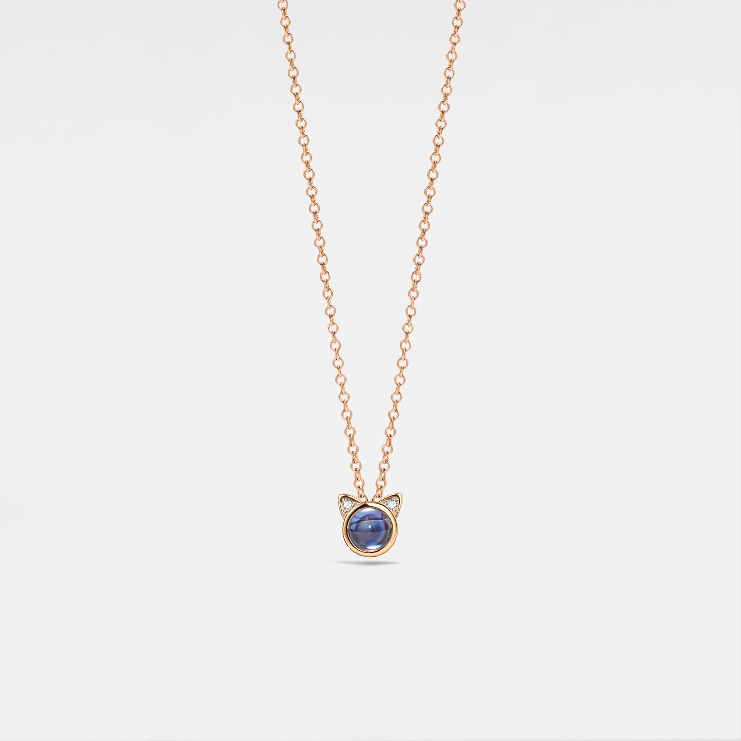 PERIMADE Custom Cat Picture Projection Necklace Personalized Memorial Photo Pendant - Customized Text & Love in 100 Languages CZ Kitty Memory Charm Necklace for Women Valentines Birthday Gift