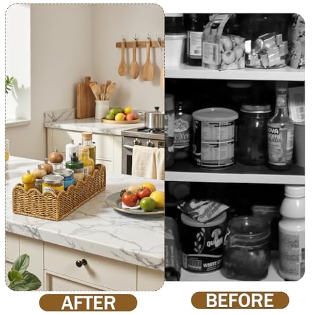 Scalloped Basket Toilet Organizer£ºCompact Moisture-resistant Storage for Tank & Nursery - Elegant Boho Handwoven Decor