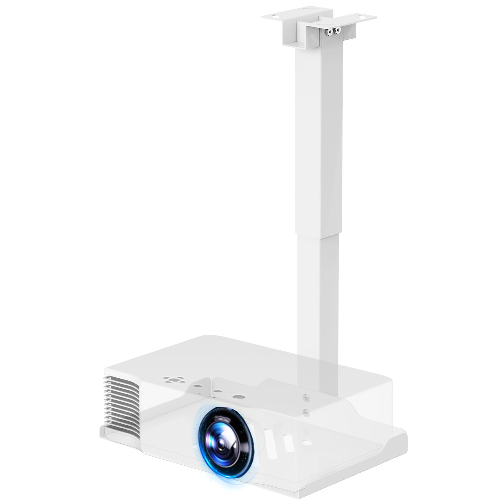 PUTORSEN Supporto Proiettore Soffitto e Parete - Staffa Proiettore Regolabile in Altezza,Installazione Senza Foratura,Gestione dei Cavi Nascosta,Supporto Fino a 10 kg,Bianco