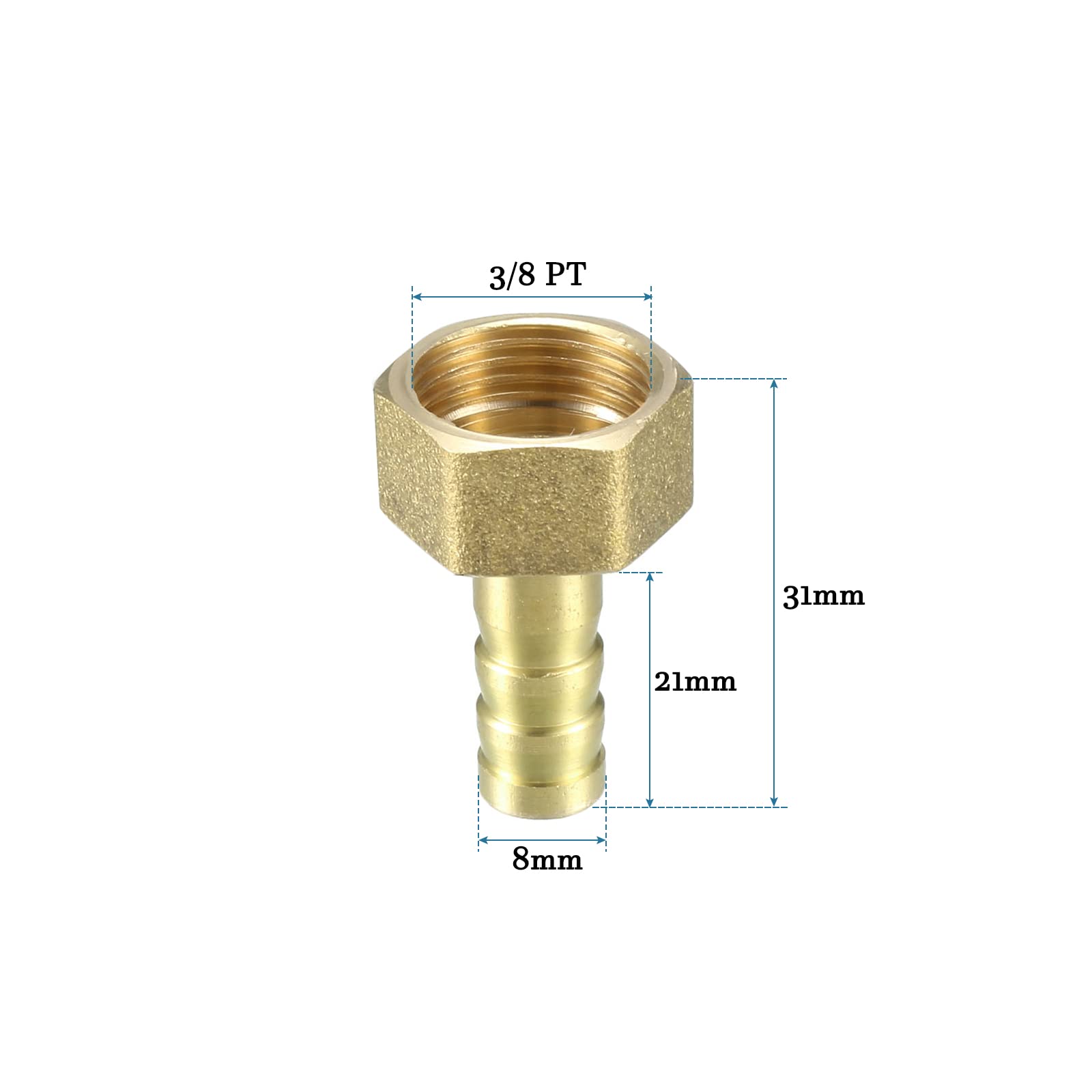 PATIKIL 8mm Spinato x 1/8 PT Maschio Barb Flessibile Raccordo, 3pz Ottone 90° Gomito Raccordo Connettore Tubo Raccordo per Acqua Tubo, Oro Tono