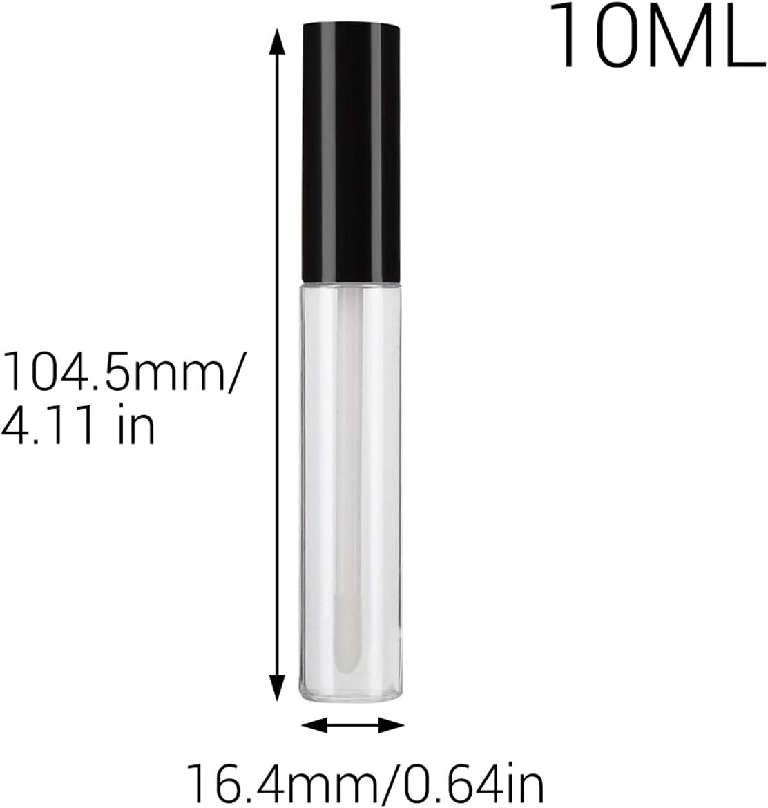 Gegong 20 PCS Empty Lip Gloss Tubes Containers, Refillable Lip Gloss Bottle DIY Empty Lip Oil Tube Container Makeup Tool (10ml/pc Black Cap)