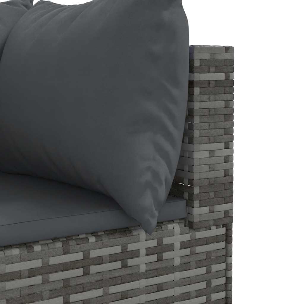 Set di mobili da giardino in polyrattan grigio, 9 pezzi, con cuscini, resistenti ai raggi UV, design modulare per terrazza, balcone, mobili da esterno