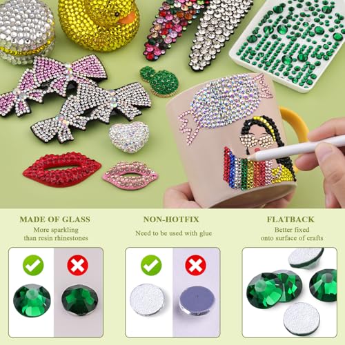 Image of 5000PCS SS6 /2mm Crystal Glass Rhinestones for Bedazzling (Emerald Green) | Flatback Rhinestones for Crafting DIY Nail Art Makeup Decoration, Gems Diomand Charms for Tumbler Shoes Clothing Mug