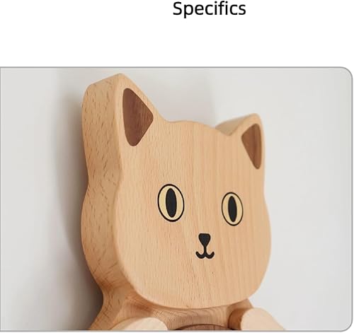 Miniatura 2 de Reloj de pared de gato con cola oscilante, reloj de pared de madera maciza, funciona con pilas silenciosas, 5 tipos de empalme de madera, para aula,