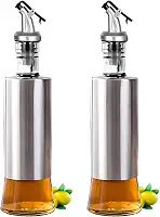Kit 2 Galheteiro Pulverizador Aço Inox 300ML Bico Dosador Para Vinagre Azeite Temperos de Carnes Saladas Premium