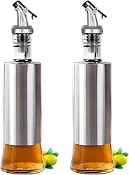 Kit 2 Galheteiro Pulverizador Aço Inox 300ML Bico Dosador Para Vinagre Azeite Temperos de Carnes Saladas Premium