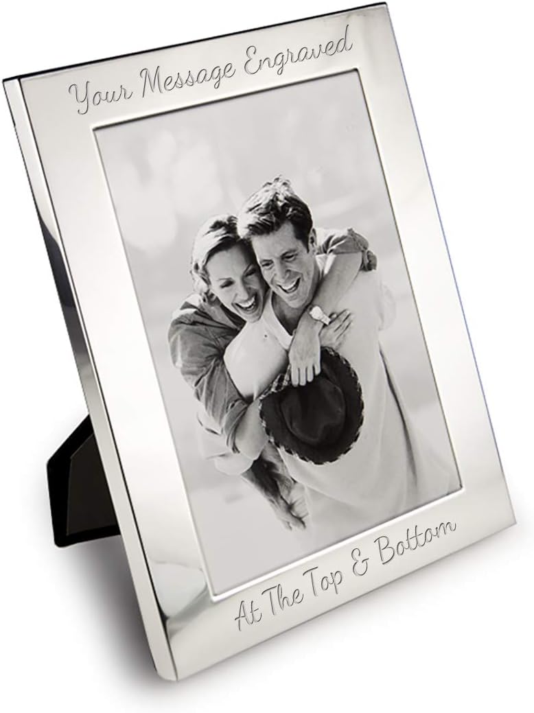 EIO Gifts Personalised 6" X 4" Silver Photo Frame - Engraved With Your Custom Text