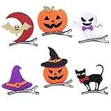 [MinniLove] ハロウィン仮装 髪飾り ヘアピン かぼちゃ おばけ コウモリ 魔女帽子 スカル 猫 ハロウィン限定デザイン (6種類入り)