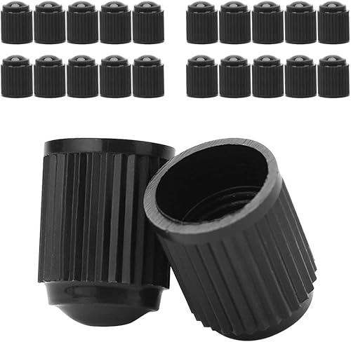 20 tapas universales para válvulas de neumáticos, tapas de vástago de válvula de plástico, color negro, tapas herméticas para automóvil, bicicleta,