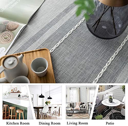 Nappe lavable en coton lin imperméable grise pour table à manger