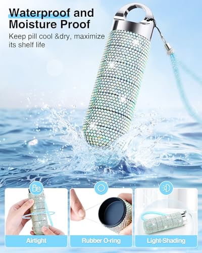 Image of Zannaki Metal Bling Pill Organizer, Travel Waterproof Weekly Pill Box, Portable Large Aluminum Alloy Pill Case Container, BPA Free 7 Day Daily Medicine Organizer Holder for Vitamin,Fish Oil,Supplement