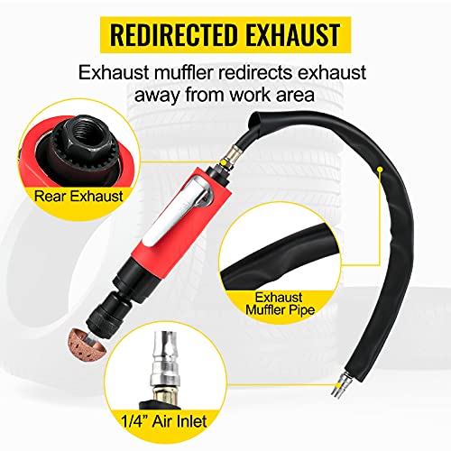 Vevor Air Tire Buffer, 2500Rpm Low Speed Tire Buffer, 35 Mm Pneumatic Buffing Tool, Variable Speed Tire Grinder With Whip Hose, Tire Repair Buffing Wheel For Inner Liner Cleaning, Reaming And Drilling #TOP6