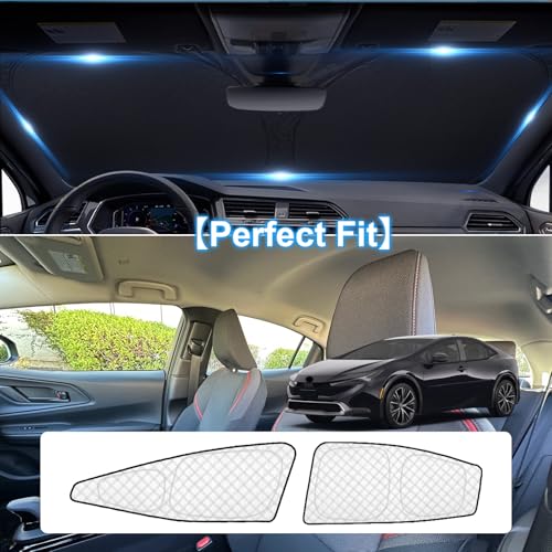 Image of KMF Windshield Sun Shade Replacement for Toyota Prius Accessories 2023 2024 2025, Side Window Sun Shade Cover Sun Visor Shield Cover, Rear Window Sunshade for Camping /Baby UV Block and Privacy Protect