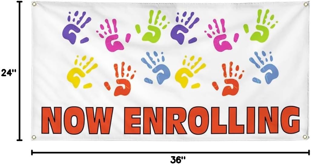 Vinyl Banner Multiple Sizes Now Enrolling Outdoor Advertising Printing B Education Outdoor Weatherproof Industrial Yard Signs 4 Grommets 24x36Inches