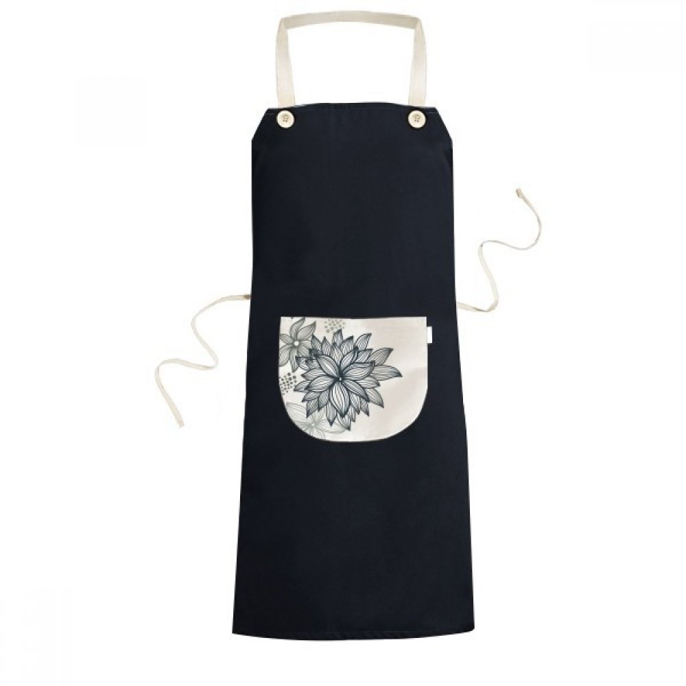 Tablier de cuisine avec bavoir à motif fleurs et graines de 70x67cm noir