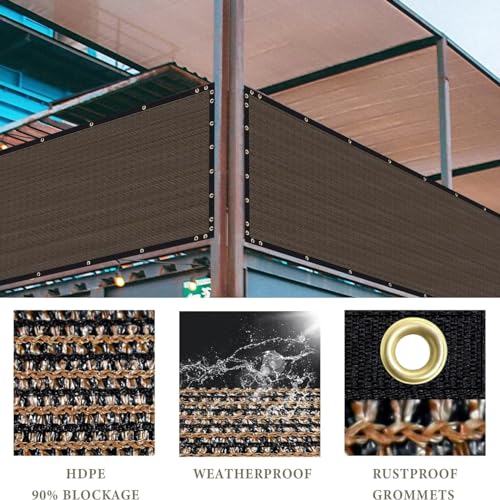 Vocray 0.9X5M Balcony Privacy Screen Apartment, Balcony Cover for Shade and Rain,Pet Enclosure Balcony Netting, Cat Balcony Guard Fence - Deck, Patio, Backyard, Railing Shield Mesh(90%,Red Brown) - Image 5