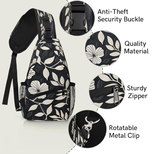 Bolso Sling Unisex con Estampado de Hojas y Flores miniatura 3
