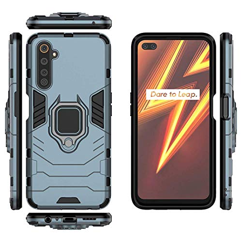 Image of Hybrid Armor Rugged Shell Back Case Cover 360 Rotating Holder Ring Grip Kickstand Metal Plate for Magnetic Car Mount Shockproof Cover for OnePlus Nord - Blue