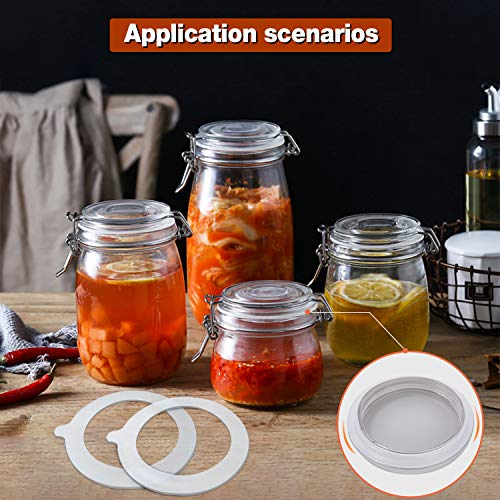 Nowepai 10 Pcs Silicone Jar Gaskets Replacement Jar Seals, 3.7’’ Diameter Airtight Silicone Seals Rings For Glass Clip Top Jars, Leak-Proof Rubber Seals For Regular Mouth Canning Jars, White #TOP5