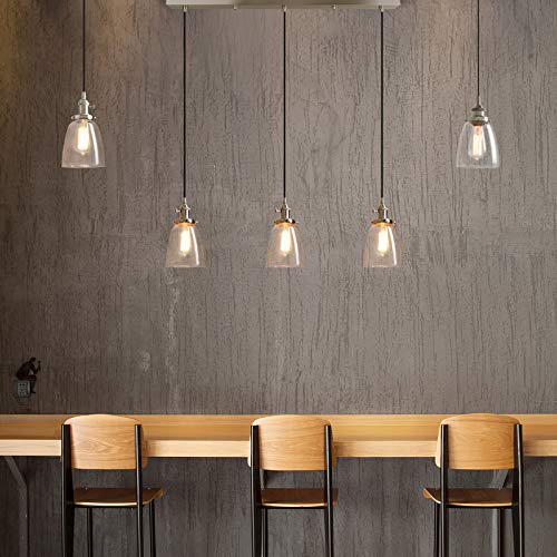 Pathson Industrial 3-Light Pendant Lighting Kitchen Island Hanging Lamps With Oval Clear Glass Shade Chandelier Ceiling Light Fixture (Brushed Steel) #TOP3