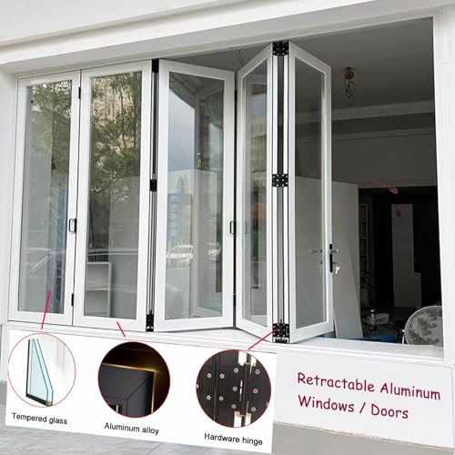 Fenêtre coulissante pliante en aluminium – Barrière de séparation de pièce rétractable pour restauration rapide, porte de concession mobile verrouillable, parfaite pour la maison, le bureau, le garage