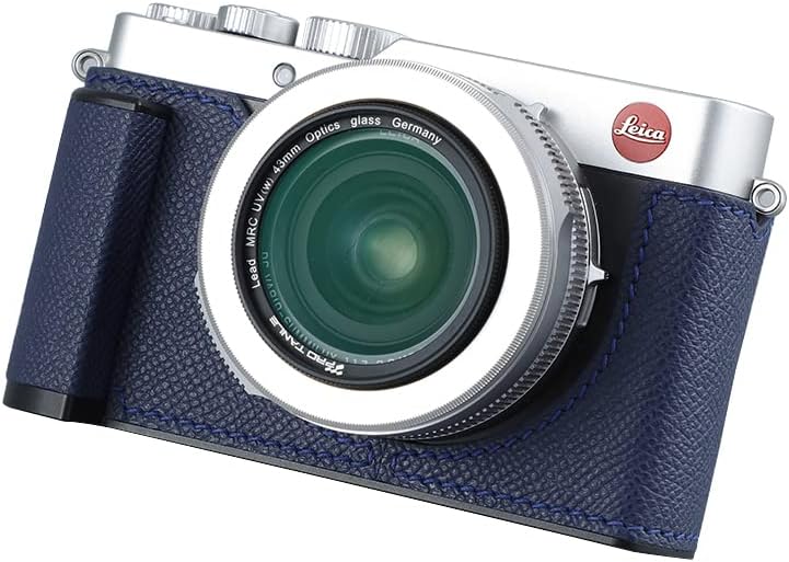 SIUTATDSH Camera Half Case Compatible Leica D-LUX7 Vintage Metal Genuine Leather Instant Camera Protective Case Stylish Portable Shockproof Blue