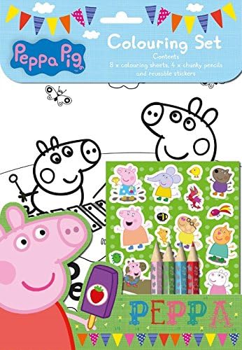 Peppa Pig Colouring Set Childrens Activity Stickers Stocking Filler Gift