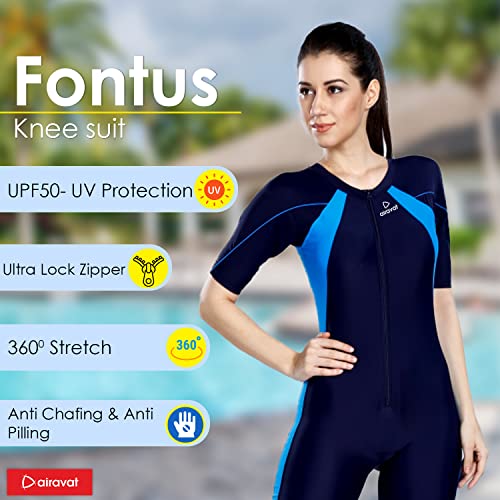 Image of AIRAVAT Fontus 5005 Women's Swim Wear with Stretchable Fabric, High Level of Uv Protection, Comfort and Flexibile (XX-Large, Blue)