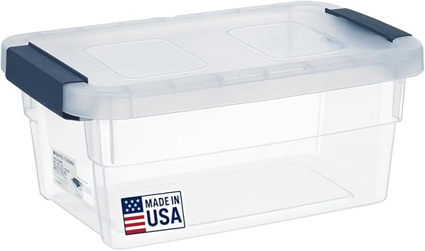 Tribello Clear Plastic Storage Bins with Lids Stackable Storage Bins 15 Quart