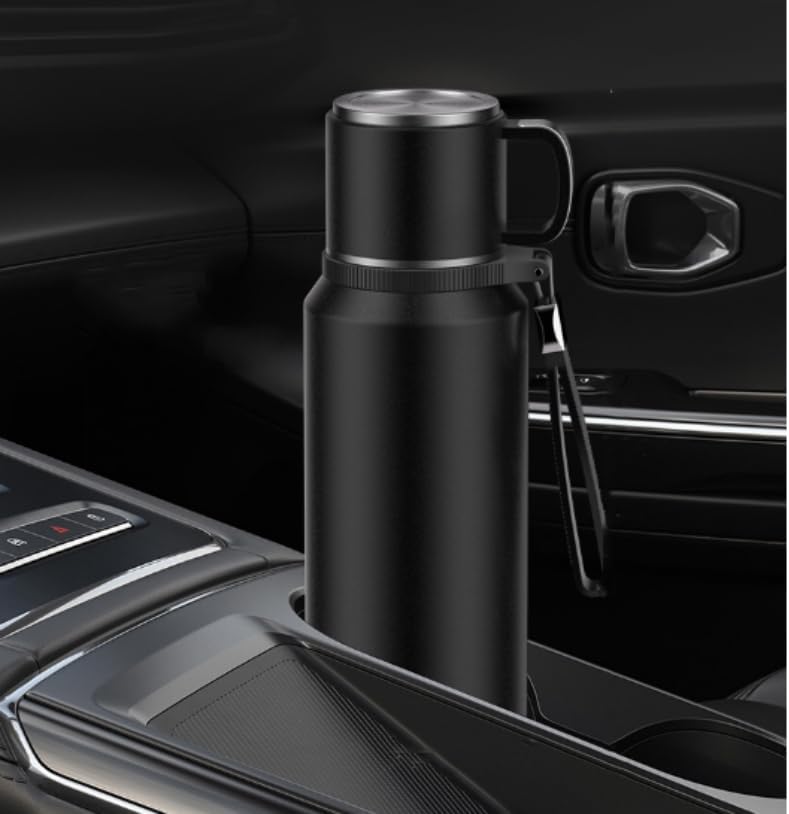 Miniatura 7 de Coffee Thermos - Botella de agua térmica de 50 onzas con asa, vacío de doble pared, botellas de agua de acero inoxidable 1810 para la escuela