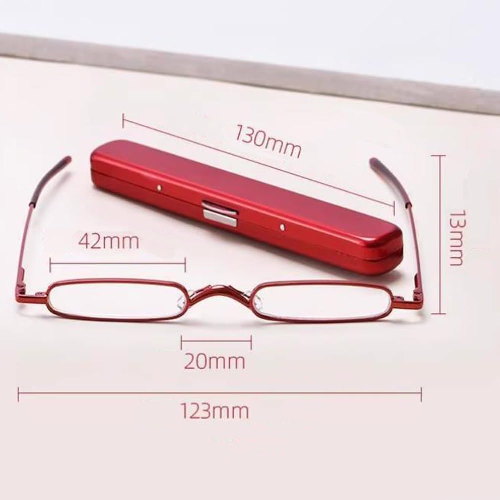 Gafas de Lectura Delgadas Mini compactos Gafas de Lectura con Estuche,portátiles Gafas de Lectura Gafas de computadora Moda rojo2.0(+3.0)