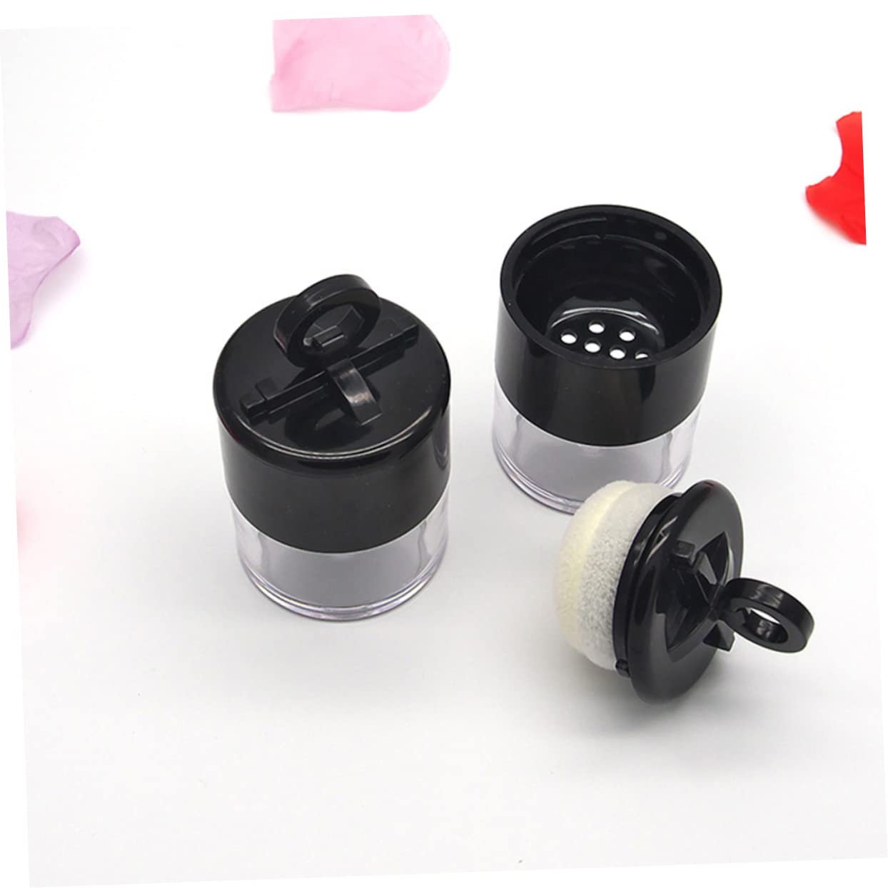 POPETPOP 2pcs Box Powder Box Travel Dispenser Double Loose Powder Compact Case Refillable Powder Brush Powder Face Powder Puff Refillable Loose Powder Container Flocked Cotton Sponge Mini - Image 2