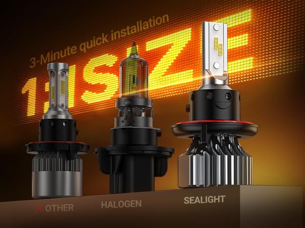 Image of ๐๐๐ Headlight Bulbs, 64000LM Cool White 6500K, 9008 LED Bulbs, 1:1 Size to 9008 Stock Bulbs Plug n Play, IP68 & IP6X Proof, H13 LED Light Bulbs, Pack of 2