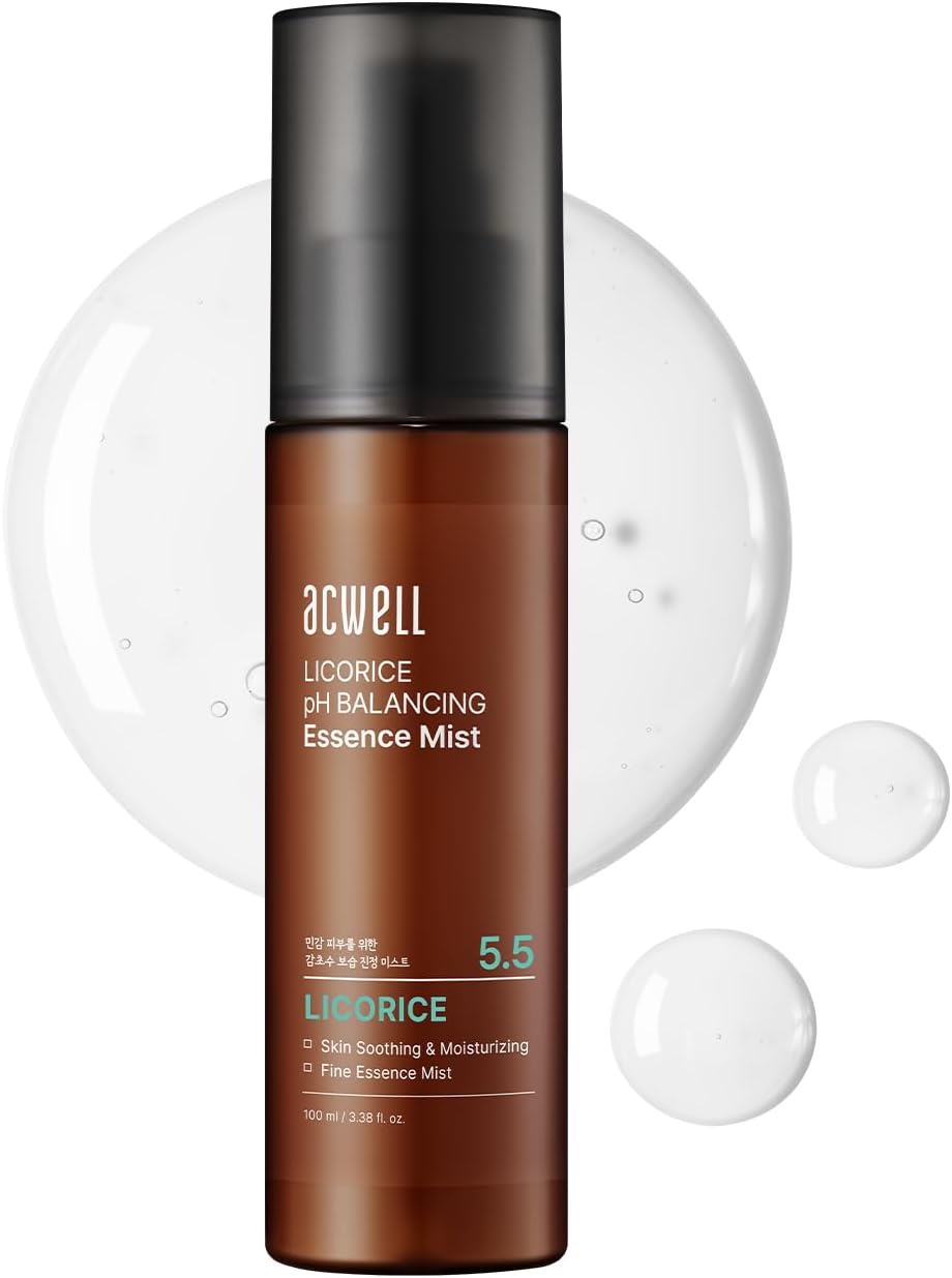- ACWELL Licorice pH Balancing Essence Hydrating Face Mist – Ultra-Fine, Triple Hyaluronic Acid & Panthenol, Soothing Hydration & Barrier Repair for Sensitive Skin, 3.38 fl oz