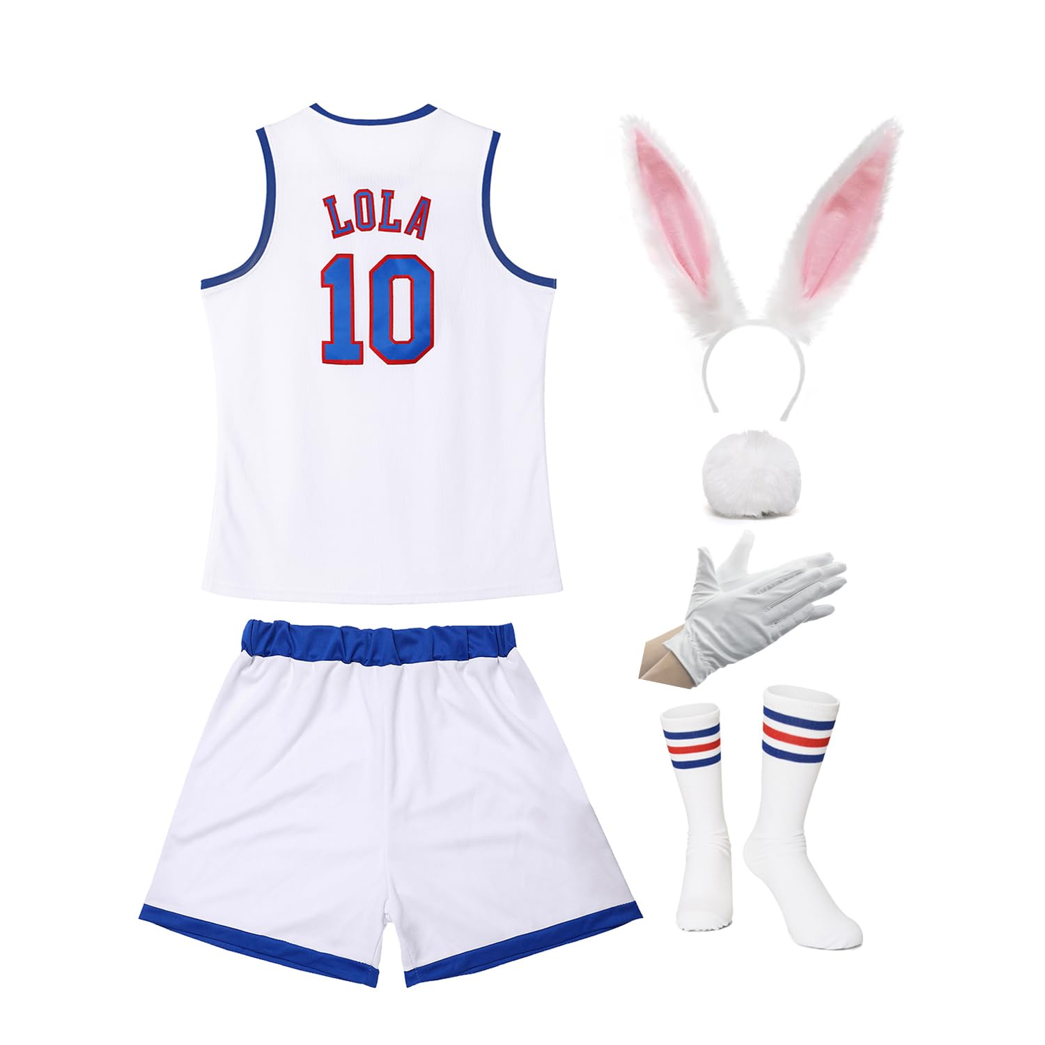 Women Basketball Jersey #10 Lola And 1/3 Space Costume 90s Movie Cosplay Halloween Sports Shirt White XS-XXL, 10 White, XXL