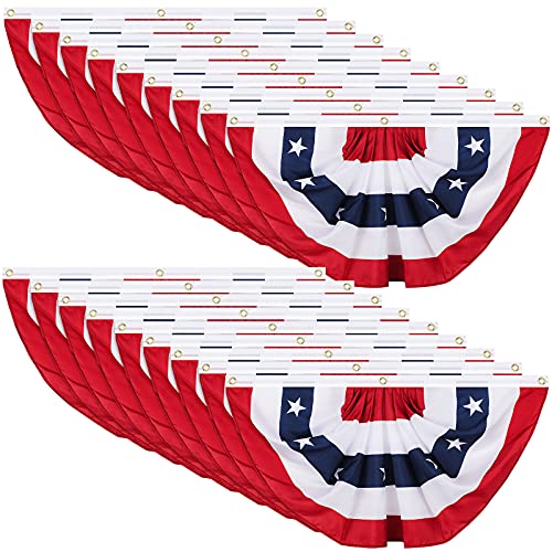 Tatuo Patriotic Decorations, 4th of July Pleated Fan Flags American Us Bunting Flag Stars and Stripes Banner for Independence Day Memorial Day and Labour Day(18 Pieces,1.5 x 3 feet)
